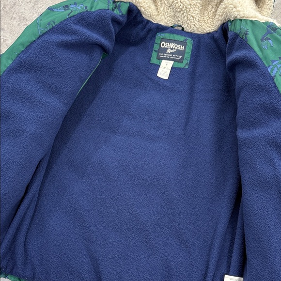 OshKosh B'gosh Green and Blue Dinosaur Kids Puffer Jacket - Picture 3 of 5